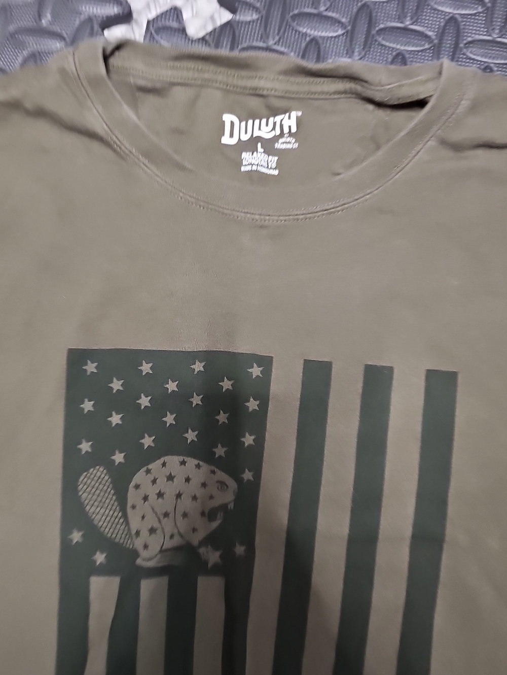 Duluth Trading Co Olive Green Logo Crewneck T‑Shirt Men L Relaxed Fit Long Tail